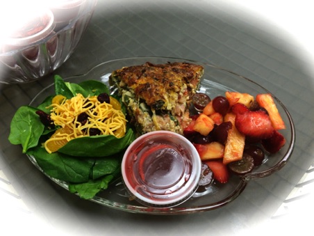 Salad, Quiche, Fruit